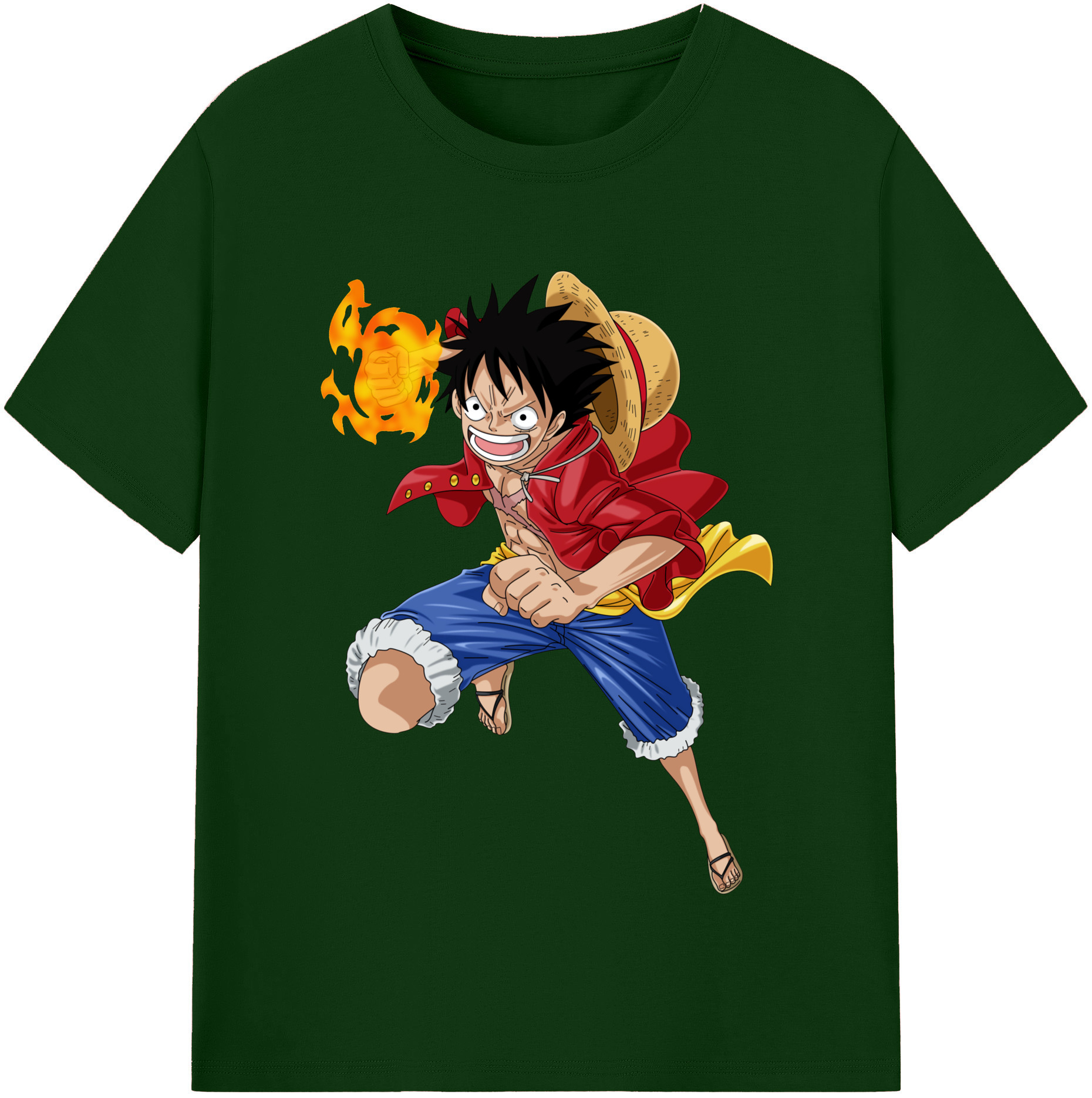 ワンピース モンキー・D・ルフィ ONE PIECE Monkey D. Luffy 綿100％半袖Tシャツ（フロントプリント）